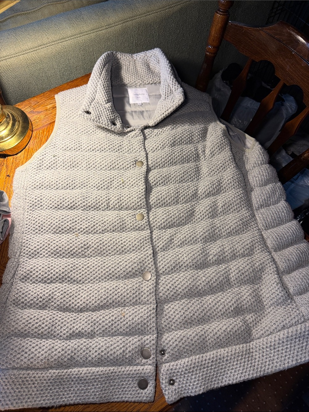 Symphony Light Gray Quilted Knit Vest
